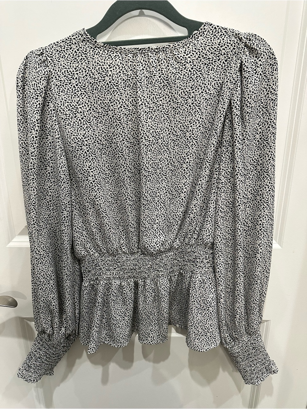 Sienna Sky Black & White Printed V-Neck Peplum Blouse - Picture 2 of 5
